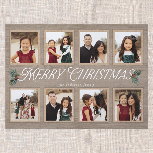 Woodland Sprigs Holiday Card, Beige, 6x8 Flat, Christmas, Pearl Shimmer Cardstock, Square, Cream