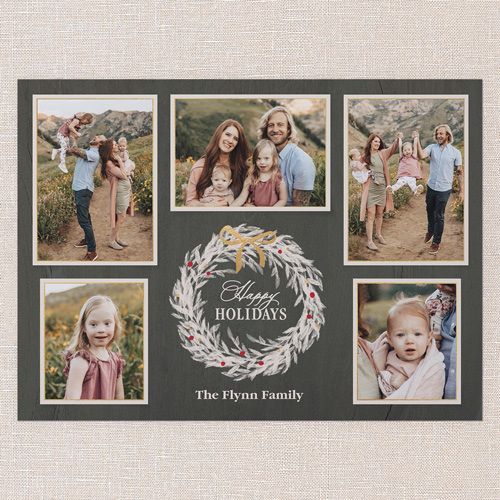 Wreath Gathering Holiday Card, Green, 6x8 Flat, Holiday, Luxe Double-Thick Cardstock, Square, Tree