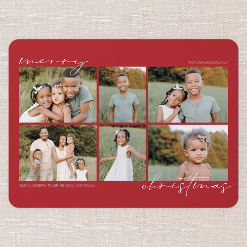 Minimal Greetings Holiday Card, Red, 6x8 Flat, Christmas, 100% Recycled Cardstock , Rounded, Apple