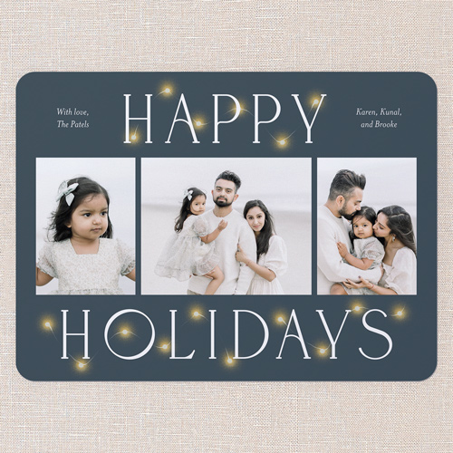 Luminous Glow Holiday Card, Blue, 6x8 Flat, Holiday, Signature Smooth Cardstock, Rounded, Slate Blue