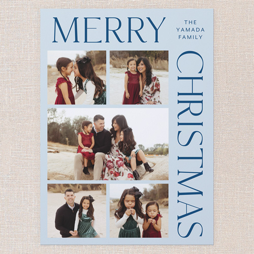 Elegant Grid Holiday Card, Blue, 6x8 Flat, Christmas, Signature Smooth Cardstock, Square, Cobalt