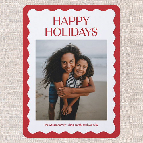Red Wave Holiday Card, Red, 6x8 Flat, Holiday, 100% Recycled Cardstock , Rounded, Red