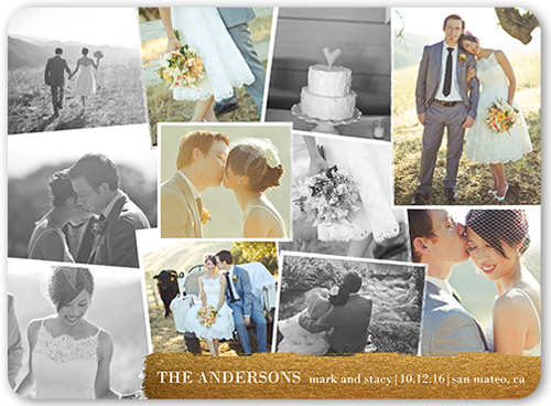 Shimmering Snapshots Wedding Announcement, Yellow, 100% Recycled Cardstock ?, Rounded