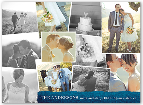 Shimmering Snapshots Wedding Announcement, Blue, Signature Smooth Cardstock, Square