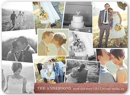 Shimmering Snapshots Wedding Announcement, Pink, 100% Recycled Cardstock , Rounded