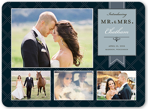 Elegant Introduction Wedding Announcement, Black, Signature Smooth Cardstock, Rounded