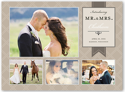 Elegant Introduction Wedding Announcement, Beige, Pearl Shimmer Cardstock, Square