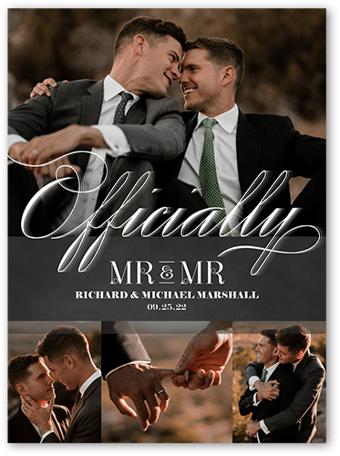 Officially Mr  Wedding Announcement, Grey, 6x8 Flat, Luxe Double-Thick Cardstock, Square