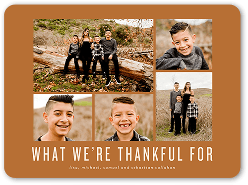 Thankful For Fall Greeting, Brown, 6x8 Flat, 100% Recycled Cardstock , Rounded