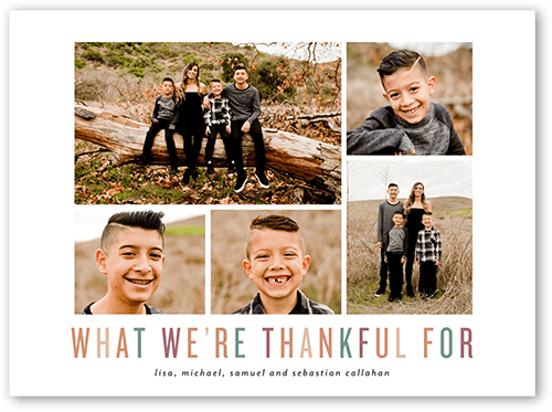 Thankful For Fall Greeting, White, 6x8 Flat, Pearl Shimmer Cardstock, Square, White