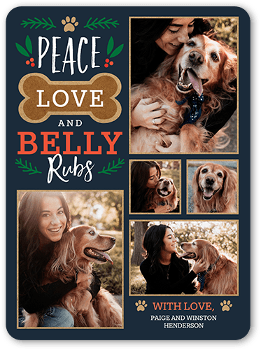 Belly Rubs Christmas Card, Black, 6x8 Flat, Christmas, 100% Recycled Cardstock , Rounded