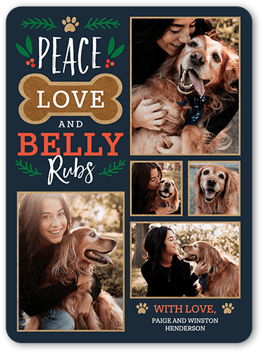 Belly Rubs Christmas Card, Black, 6x8 Flat, Christmas, Signature Smooth Cardstock, Rounded