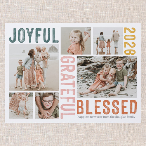 Generous Gratitude New Year's Card, White, 6x8 Flat, New Year, Luxe Double-Thick Cardstock, Square, White