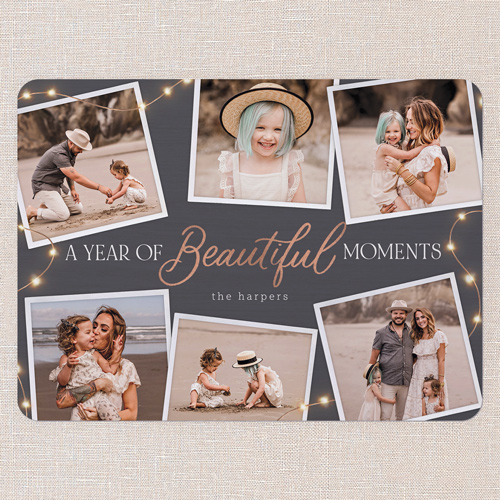 Beautiful Moments New Year's Card, Grey, 6x8 Flat, New Year, 100% Recycled Cardstock , Rounded, Ash