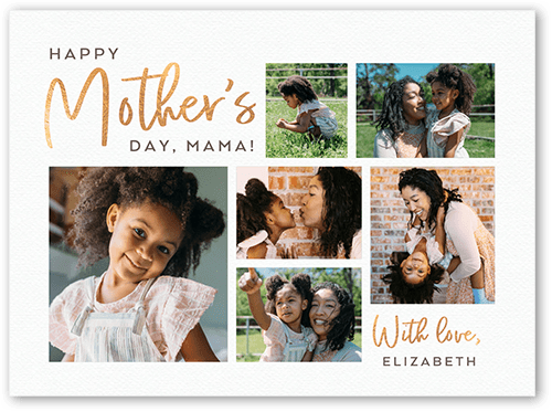 Radiant Collage Mother's Day Card, White, 6x8 Flat, Luxe Double-Thick Cardstock, Square