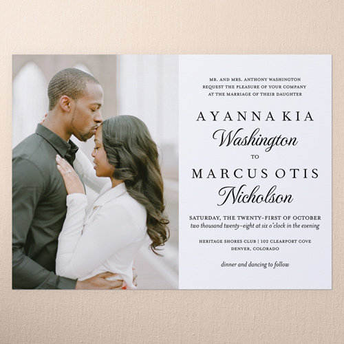 Basic Union Wedding Invitation, White, Pearl Shimmer Cardstock, Square