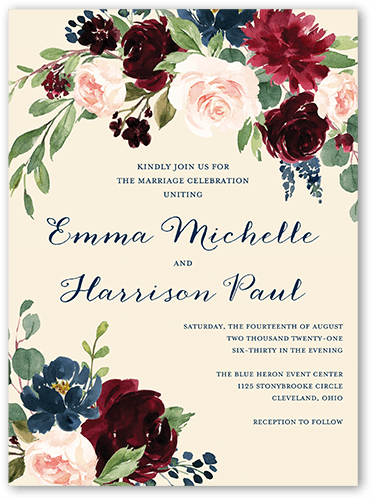 Exquisite Bouquet Wedding Invitation, Beige, 6x8 Flat, Matte, Signature Smooth Cardstock, Square