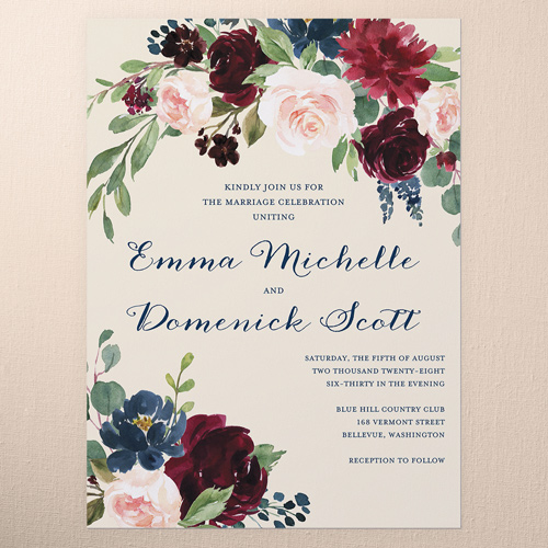 Exquisite Bouquet Wedding Invitation, Beige, 6x8 Flat, Signature Smooth Cardstock, Square