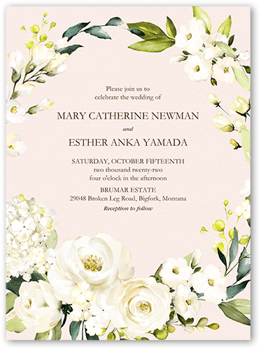 Blooming Beauty Wedding Invitation, Pink, 6x8 Flat, Signature Smooth Cardstock, Square