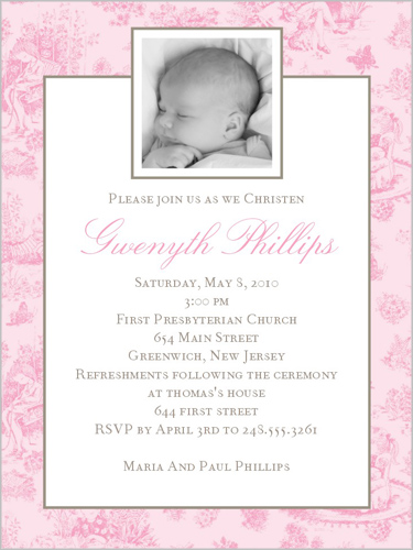 Jolie Bebe Pink 4x5 Christening Invitations Shutterfly