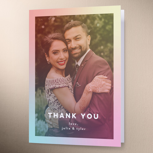 Hazy Rainbow Wedding Thank You Card, Yellow, 3x5, Matte, Folded Smooth Cardstock, Lemon