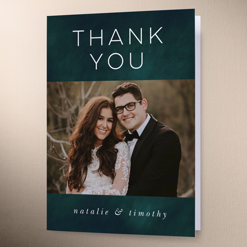 Cloudy Tints Wedding Thank You Card, Green, 3x5, Matte, Folded Smooth Cardstock