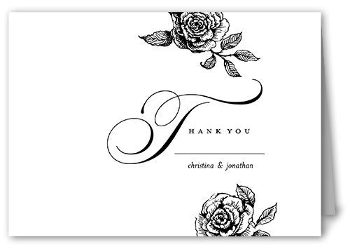 Romantic Rose Thank You Card, Beige, 3x5, Matte, Folded Smooth Cardstock