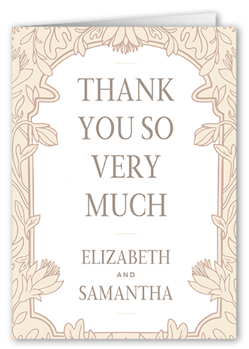 Newlywed Nouveau Thank You Card, White, 3x5, White, Matte, Folded Smooth Cardstock