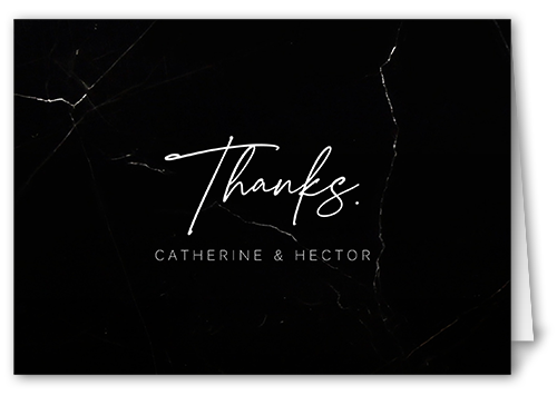 Married Marble Thank You Card, Black, 3x5, Matte, Folded Smooth Cardstock, Black