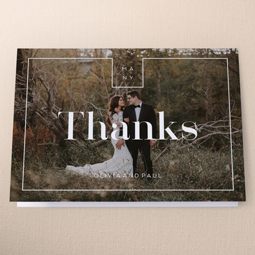 Forged Blooms Wedding Thank You Card, White, 3x5, Matte, Folded Smooth Cardstock