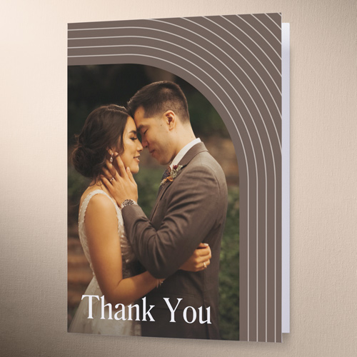 Round Bands Wedding Thank You Card, Brown, 3x5, Matte, Folded Smooth Cardstock