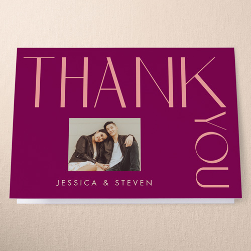 Chromatic Charm Wedding Thank You Card, Pink, 3x5, Matte, Folded Smooth Cardstock