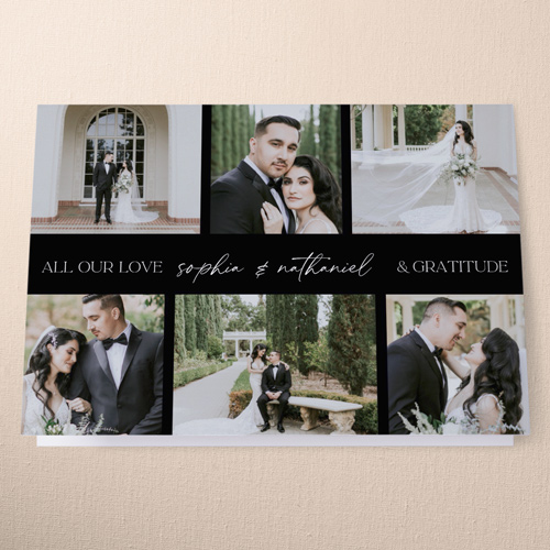 Soothing Showcase Wedding Thank You Card, Black, 3x5, Write Your Own Greeting, Matte, Folded Smooth Cardstock, Black