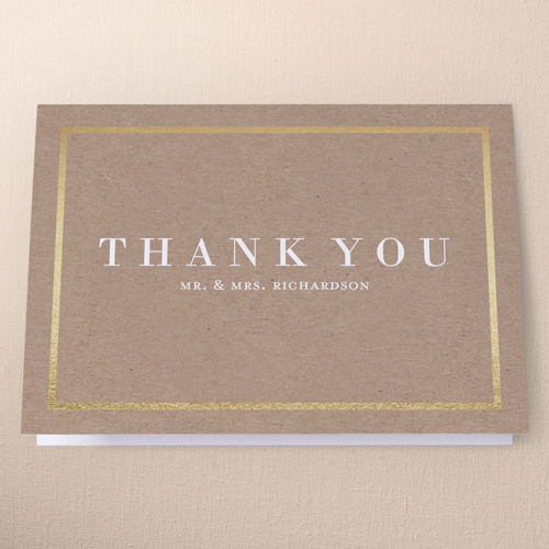 Simple Solid Frame Thank You Card, Beige, Matte, Folded Smooth Cardstock
