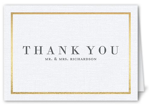 Simple Solid Frame Thank You Card, White, Matte, Folded Smooth Cardstock