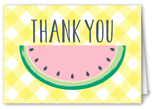 Watermelon Picnic Thank You Card, Yellow, 3x5, Matte, Folded Smooth Cardstock