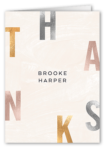 Standout Party Thank You Card, Beige, 3x5, Matte, Folded Smooth Cardstock, Antique White