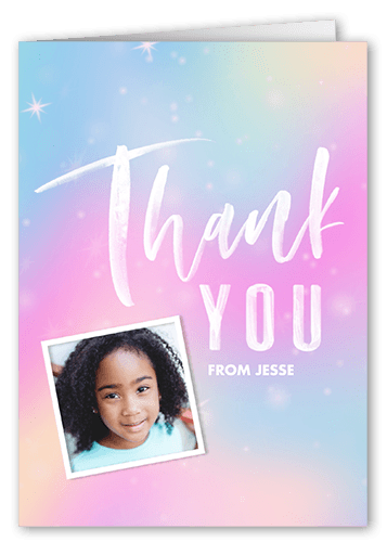 Bright Birthday Thank You Card, Pink, 3x5, Matte, Folded Smooth Cardstock, Priscilla