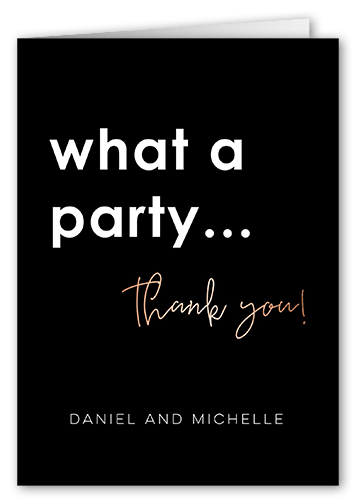 A Year To Party Thank You Card, Black, 3x5, Matte, Folded Smooth Cardstock