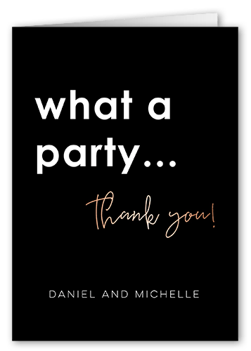 A Year To Party Thank You Card, Black, 3x5, Matte, Folded Smooth Cardstock, Black