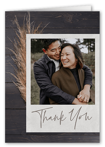 Organic Background Thank You Card, Grey, 3x5, Matte, Folded Smooth Cardstock