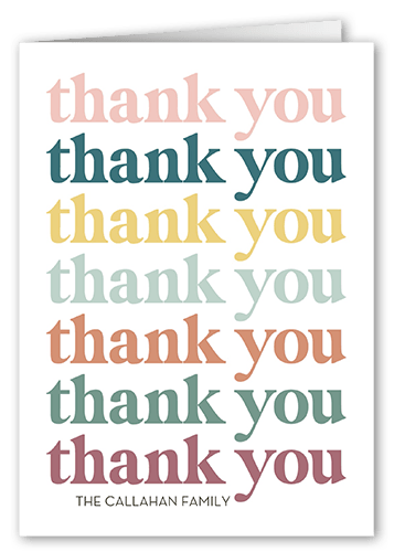 Multi Thanks Thank You Card, White, 3x5, Matte, Folded Smooth Cardstock