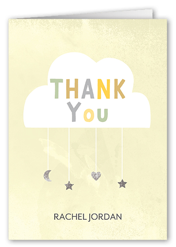 Gentle Cloud Thank You Card, Yellow, 3x5, Matte, Folded Smooth Cardstock