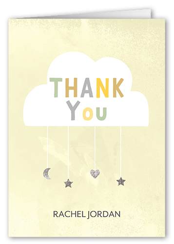 Gentle Cloud Thank You Card, Yellow, 3x5, Matte, Folded Smooth Cardstock, Lemon