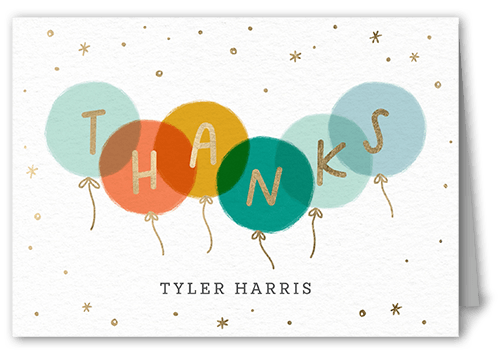 Poppin Party Thank You Card, Blue, 3x5, Matte, Folded Smooth Cardstock, Frosted Glass