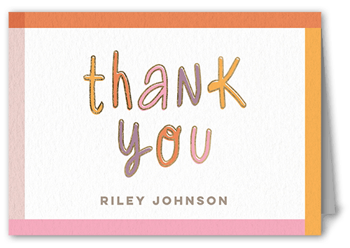 Onederful Time Thank You Card, Pink, 3x5, Matte, Folded Smooth Cardstock