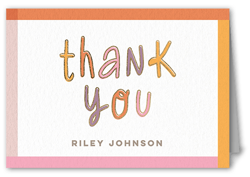 Onederful Time Thank You Card, Pink, 3x5, Matte, Folded Smooth Cardstock, Blush