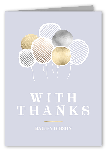 Blissful Balloons Thank You Card, Grey, 3x5, Matte, Folded Smooth Cardstock