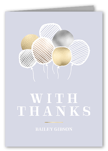 Blissful Balloons Thank You Card, Grey, 3x5, Matte, Folded Smooth Cardstock, Dove Gray