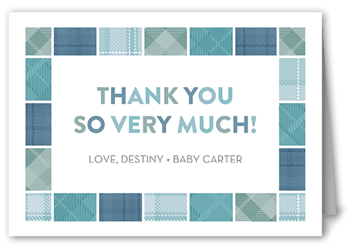 Blocky Tile Thank You Card, Blue, 3x5, Matte, Folded Smooth Cardstock, Blue Suede